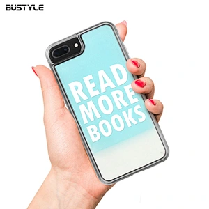 Customized logo Luminous blue sea Liquid Neon Quicksand Glitter shockproof Phone Case for iPhone x xr xs max