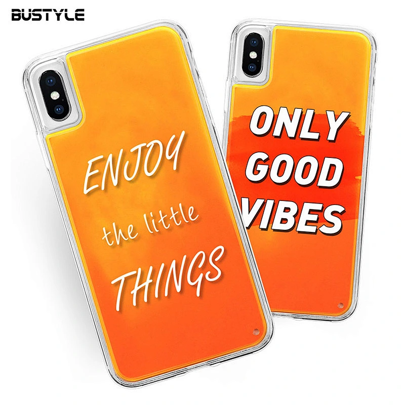 Glow in dark Liquid Neon Quicksand anti-fall custom cell Phone Case for iPhone x xr xs max