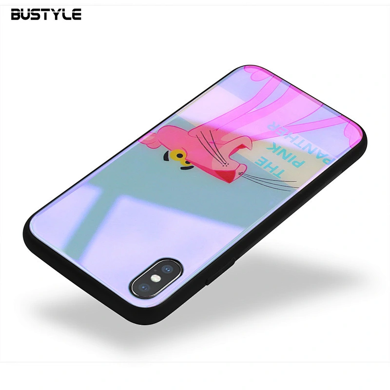 Free samples purple dazzle light Tempered Glass mobile phone case for iPhone x xr xs max