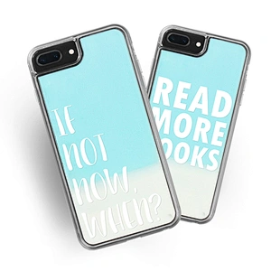 Customized logo Luminous blue sea Liquid Neon Quicksand Glitter shockproof Phone Case for iPhone x xr xs max