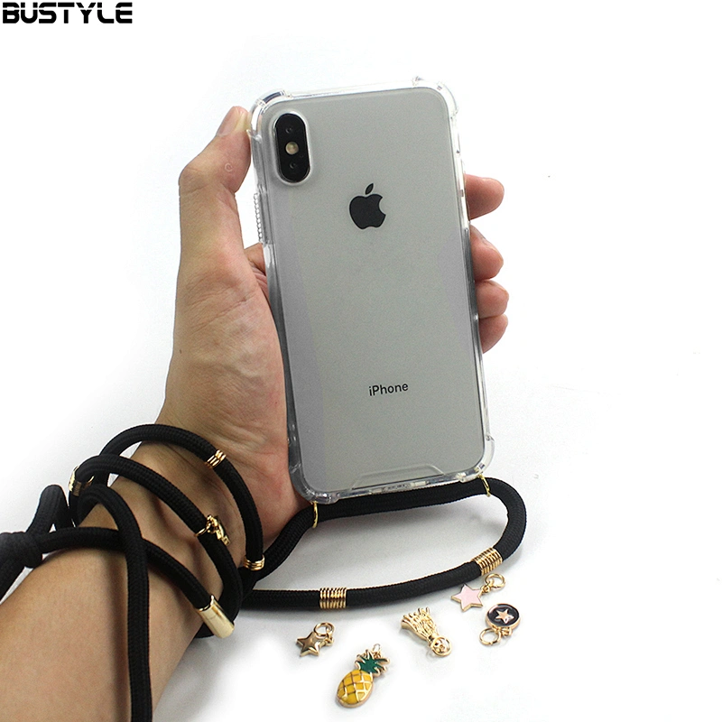 Latest colorful necklace phone case UV printing full protection cross body cover for iPhone X XS MAX