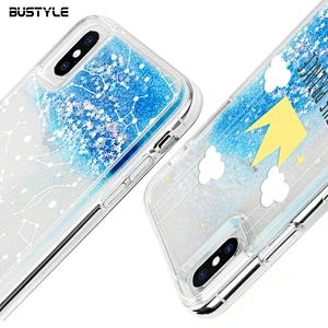 Free sample PC+TPU 2 in 1 bling bling blue sky glitter liquid stars quicksand full protection phone back cover for iPhone x xr xs max