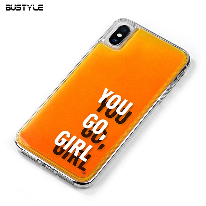 Glow in dark Liquid Neon Quicksand anti-fall custom cell Phone Case for iPhone x xr xs max