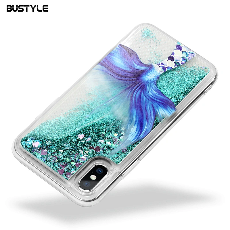 Glitter liquid quicksand shockproof phone case for iPhone x