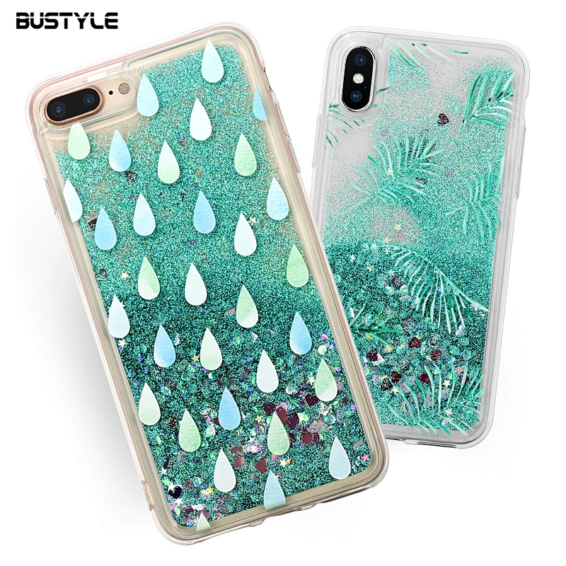 Glitter liquid quicksand shockproof phone case for iPhone x