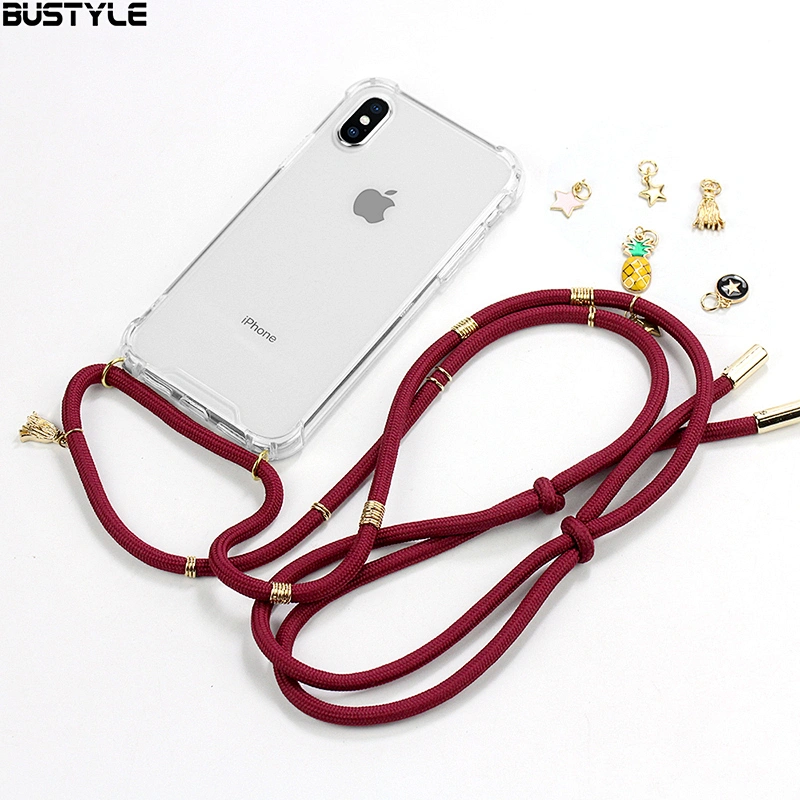 Latest colorful necklace phone case UV printing full protection cross body cover for iPhone X XS MAX