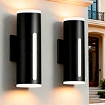 IP65 ETL Certified 20W Aluminum PC Cylinder Dual-Head Up/Down Dimmable Waterproof LED Outdoor Wall Light for Garden
