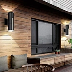 New Design Acrylic Lampshade Outdoor Wall Lamp 20W 5CCT Dusk to Dawn Cylinder LED Wall Light for Garden Porch Hallway