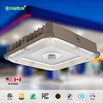 Aluminum ETL Listed Energy Efficient IP65 Waterproof 3CCT CRI 80 Dimmable LED Canopy Light for Gas Stations&Sports Stadiums