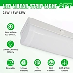 2FT Linear LED Strip Light ETL DLC 24W 5 Year Warranty Garage Workshop Warehouse Basement Lighting Fixture with Motion Sensor
