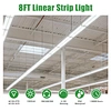 Hassle Free Mounting Linear Strip Light 8FT ETL DLC 135lm/W LED Shop Light with Lens Lock and Knockouts for Warehouse Basement