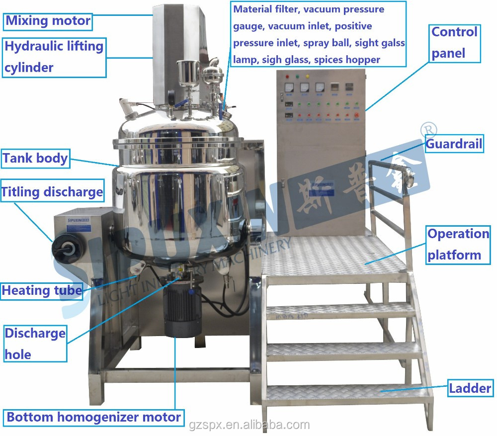300L Main vacuum homogenizer tank details