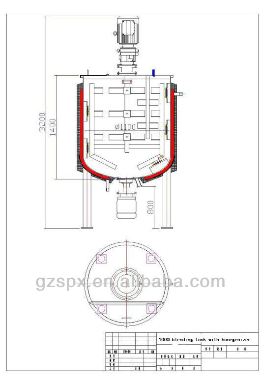 1000L blending tank drawing