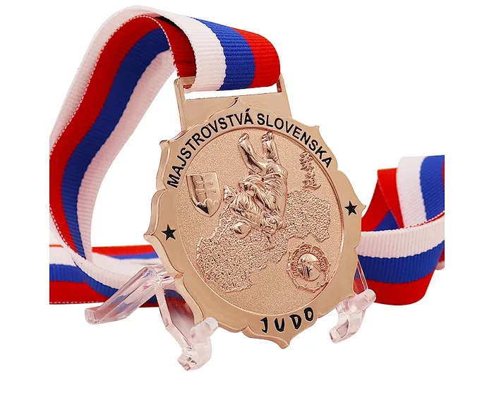 custom medal with finished ribbon