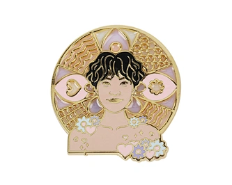Wholesale Leaf Gold Translucent Epoxy Anime Stained Glass Metal Badge Hard Enamel Pin Custom Pin Back Rubber Clutch