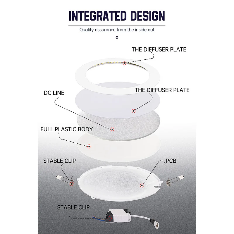 VORLANE Factory price high lumen illuminated 3 color recessed ceiling lighting slim led panel light