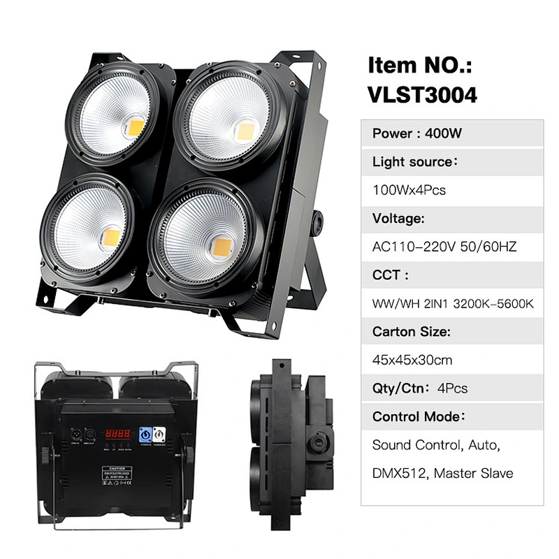 Custom color Warmwhite Coolwhite 2x100w stage light 4x100w 4 eyes led cob blinder light for dj disco