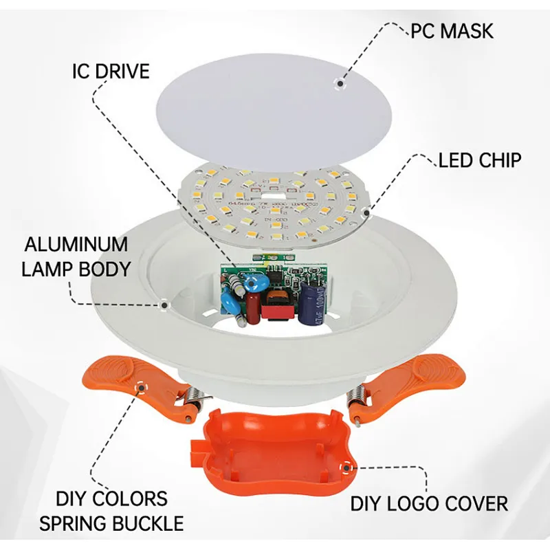 High brightness CCT 3000K 4000K 6000K downlight lamp commercial downlight 7W 9W recessed led downlight fixture for project