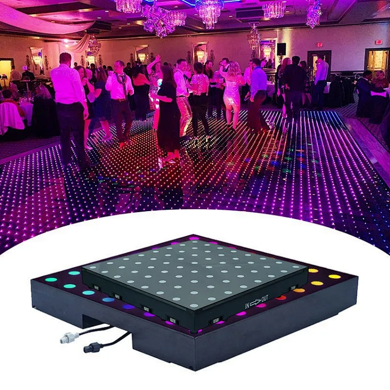 Guangzhou 3d infinity mirror pixel stage platform video light up interactive led dance floor tiles magnetic