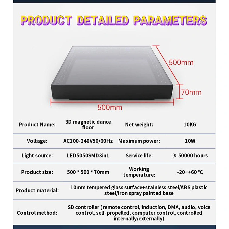 Guangzhou 3d infinity mirror pixel stage platform video light up interactive led dance floor tiles magnetic