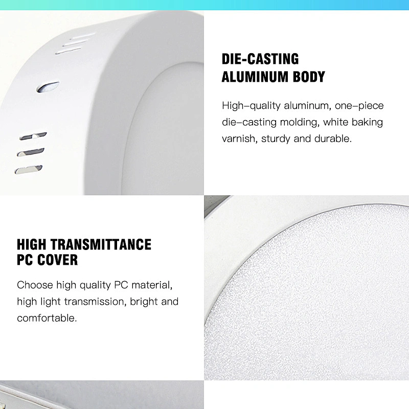 3w 6w 9w 12w 15w 18w 24w Mounted Indoor lamp Ceiling Home custom shape LED Surface round square panel light