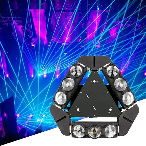 3w*9pcs Triangle 4 in 1 Moving Head Stage lamp RGBW Color 9 head spider laser moving light 9 eyes led