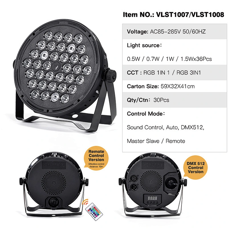 Full color rgb 4in1 led waterproof plastic par light 36 leds par stage lighting with remote controller