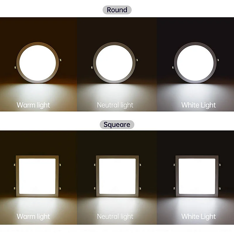 VORLANE Factory price high lumen illuminated 3 color recessed ceiling lighting slim led panel light