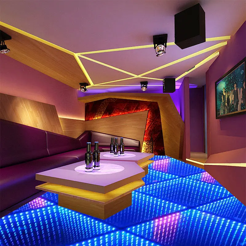 Guangzhou 3d infinity mirror pixel stage platform video light up interactive led dance floor tiles magnetic