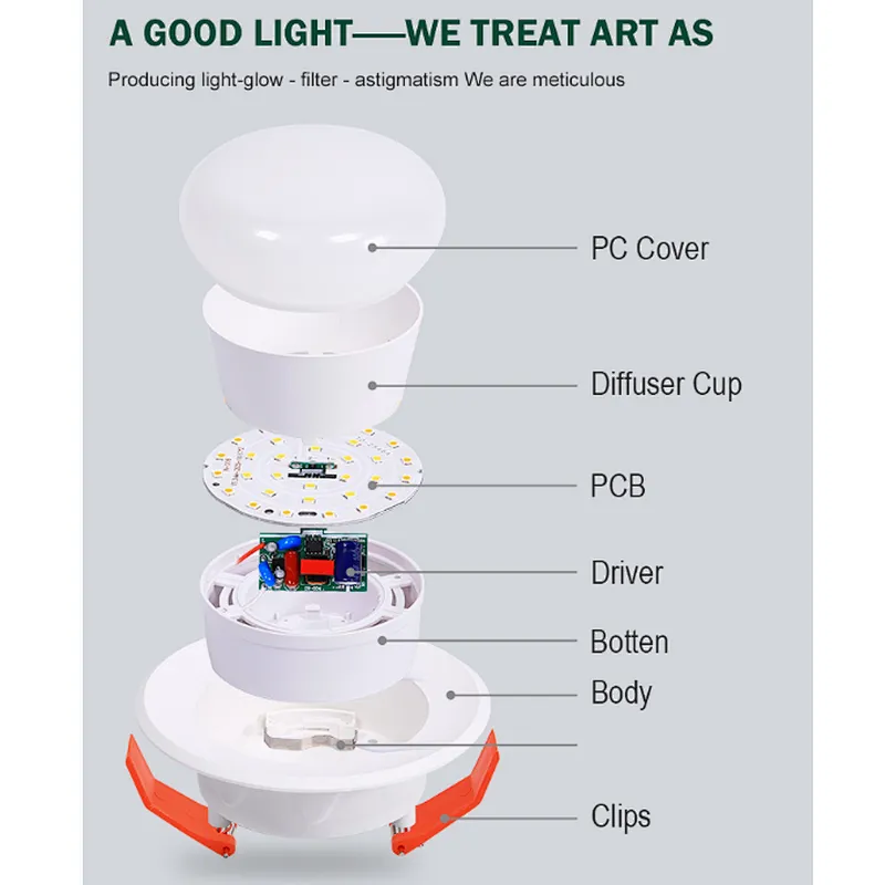VORLANE Recessed 7w downlight mould led down light recessed for office meeting room restaurant
