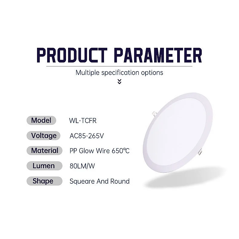 VORLANE Factory price high lumen illuminated 3 color recessed ceiling lighting slim led panel light