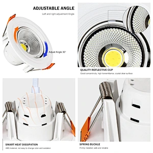 Hotel project lighting anti-glare dimmable 9w 12w led ceiling spot down light recessed downlights 4inch COB