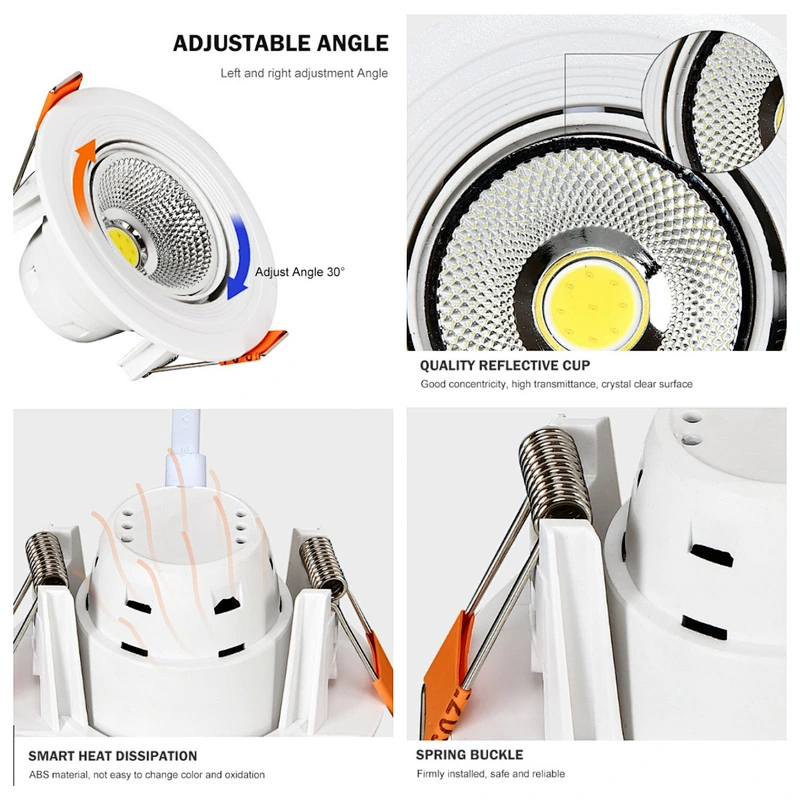 Hotel project lighting anti-glare dimmable 9w 12w led ceiling spot down light recessed downlights 4inch COB