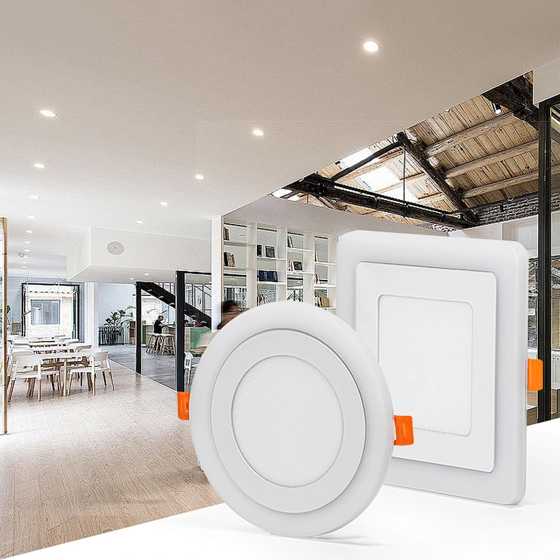 Custom panel lamp Watt 3 6 12 18 w factory price LED Recessed Double Color RGB Panel Light COB