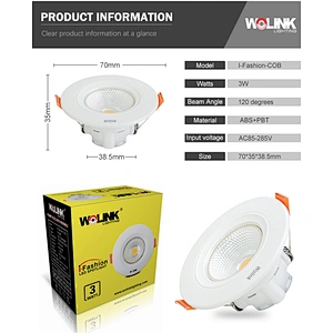 High quality 3W led downlight recessed led downlight plastic spotlight LED COB flush mount downlight