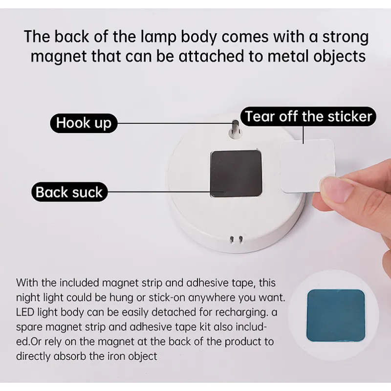 Rechargeable Tap Lights Wireless LED Puck lamp Magnet Stick on Closet Light for Cabinet Wardrobe Counter Bedroom
