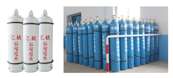 Oxygen cylinder, liquefied gas cylinder, acetylene cylinder, shock absorber ring
