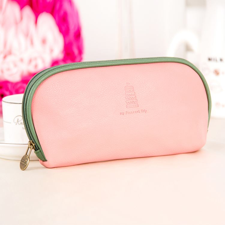 Mini pink makeup bag|Melody Leather