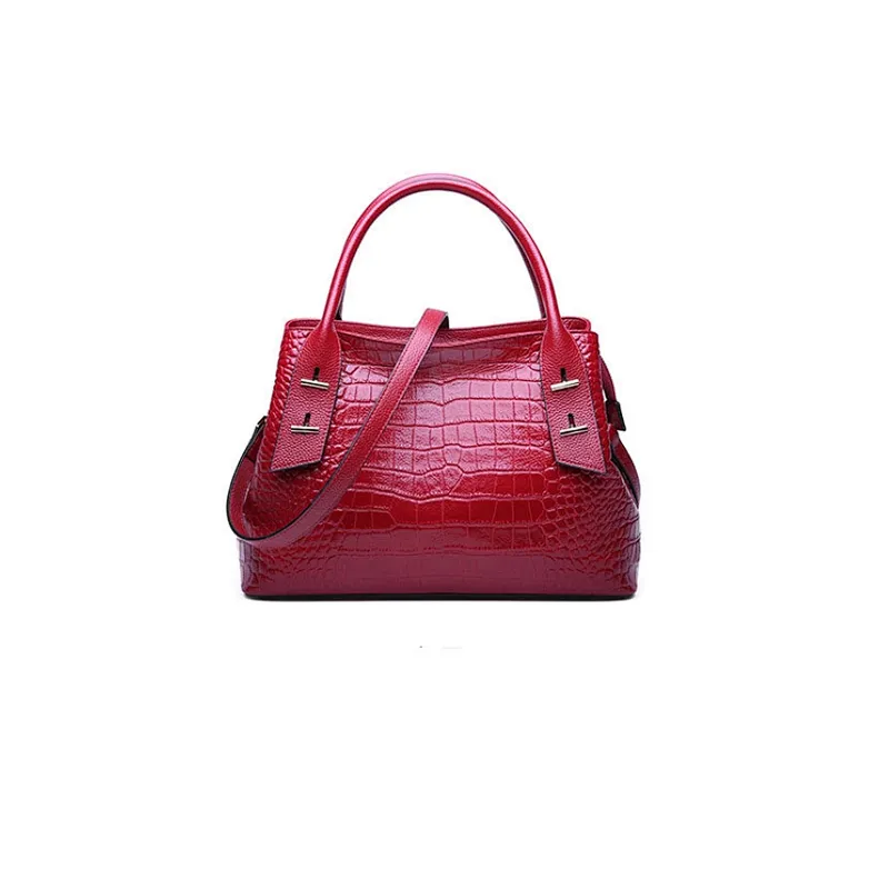 Crocodile Red and Black Women Handbags ME19442