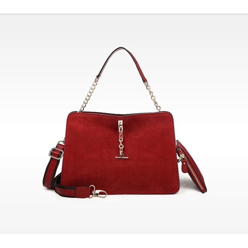 Fashion soft leather shoulder bag with chain