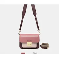 Wide shoulder straps real leather crossbody bag