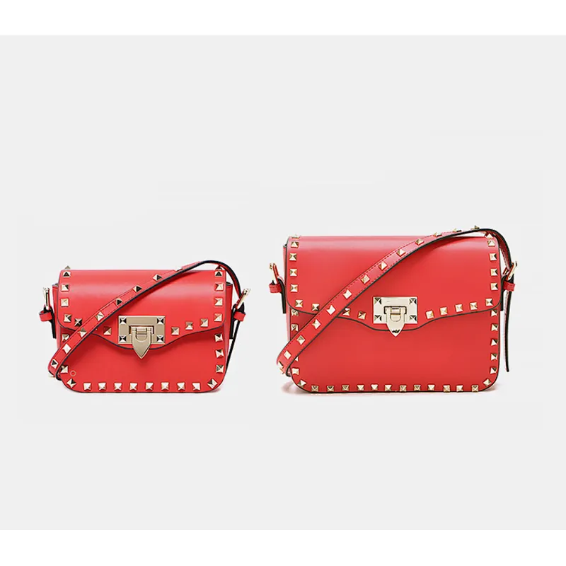 Rivets adornment Genuine leather crossbody bag for 2019