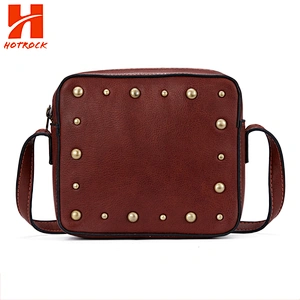 Rectangle Rivet Pu Shoulder Bags Faux Leather Women Crossbody Bags