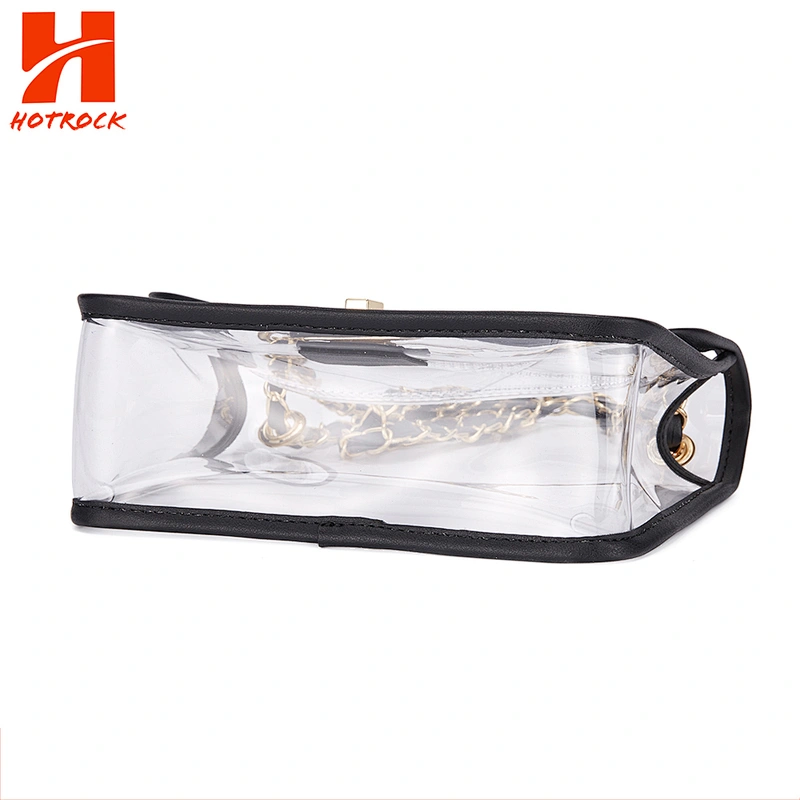 Oem custom latest design transparent pvc plastic fashion lady shoulder bag
