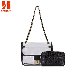 Oem custom latest design transparent pvc plastic fashion lady shoulder bag