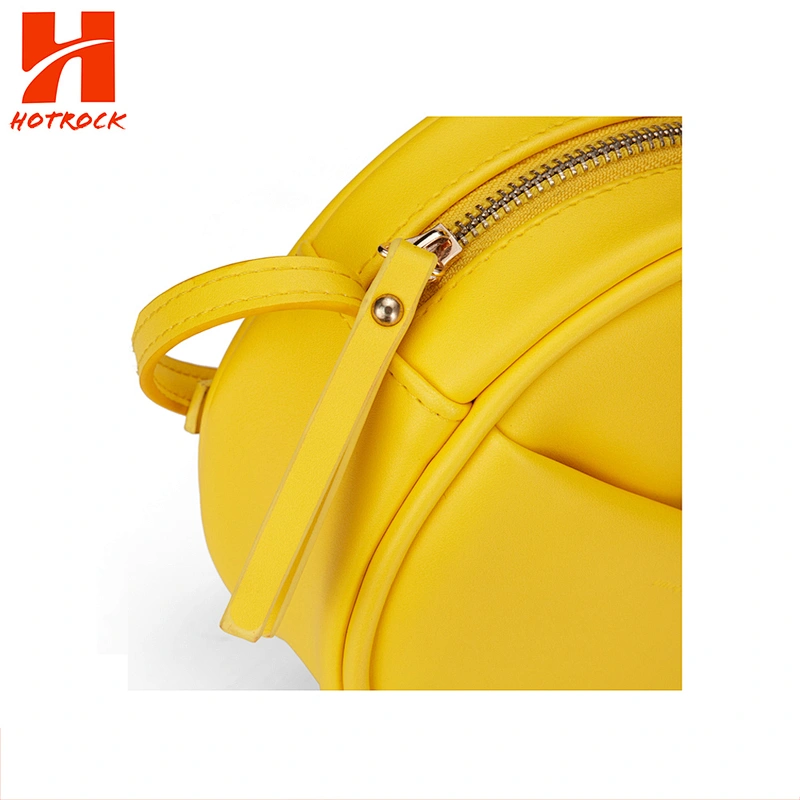 Women's Purse Yellow Faux Leather Mini Round Shoulder Crossbody Bags