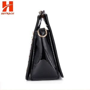 Fashion Black Patent Colorful Rivet Stud PU Shoulder Handbag