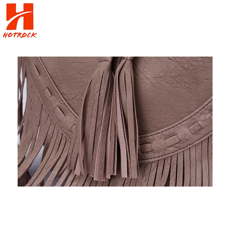 Hotrock Factory Women Fringe Handbags Popular Faux Leather Tassel Bucket bags