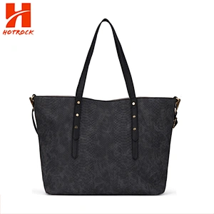 Grey Casual Women Handbags Serpentine Pu Leather Tote Bags