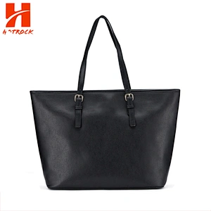 China Suppliers PU Handbags Black Leather Women Tote Bags